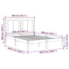 Vidaxl Posteľný rám borovicový masív 200x200 cm