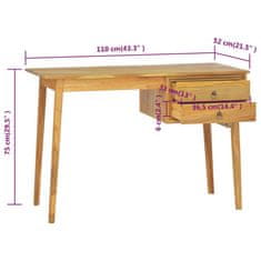 Vidaxl Stôl s 2 zásuvkami 110x52x75 cm masívne tíkové drevo