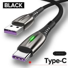 Bomba USB Type C TURBO 5A rýchlonabíjací + data LED kábel