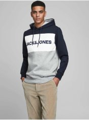 Jack&Jones Modro-šedá mikina s kapucňou Jack & Jones XL