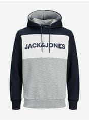 Jack&Jones Modro-šedá mikina s kapucňou Jack & Jones XL