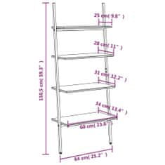 Vidaxl 4-poschodová rebríková polica bledohnedá a čierna 64x34x150,5cm