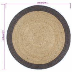 Petromila vidaXL Ručne vyrobený jutový koberec s tmavo-sivými okrajmi 150 cm