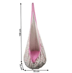 KONDELA Závesné hojdacie kreslo, ružová / vzor plameniak, SIESTA TYP 2