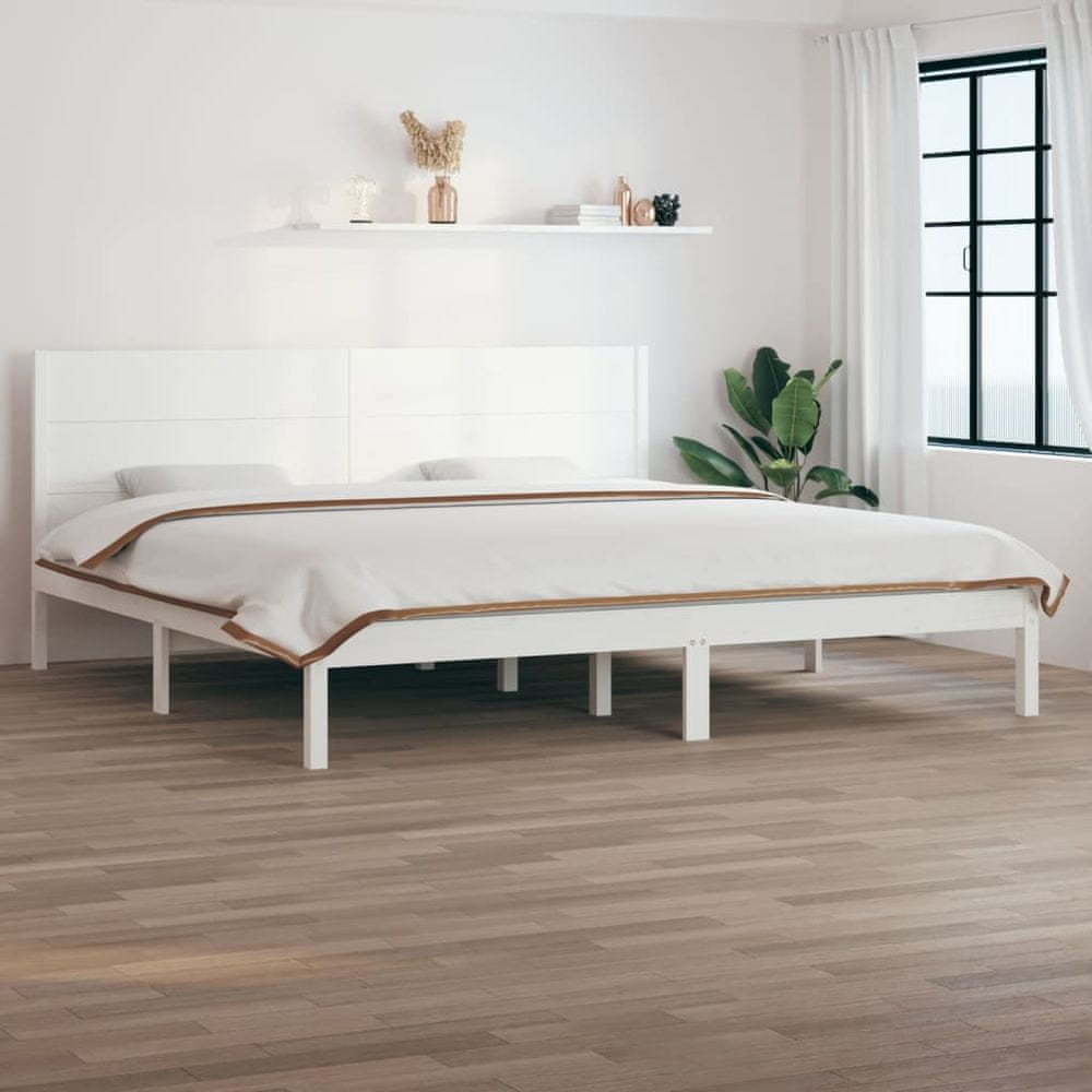 Vidaxl Rám postele, biely, masívne borovicové drevo, 200x200 cm