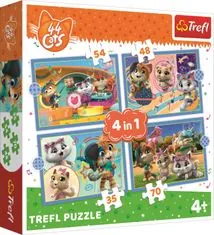 Trefl Puzzle 44 mačiek: Mačací tím 4v1 (35,48,54,70 dielikov)