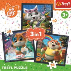 Trefl Puzzle 44 mačiek: Zoznámte sa s mačkami 3v1 (20,36,50 dielikov)