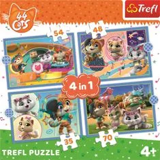 Trefl Puzzle 44 mačiek: Mačací tím 4v1 (35,48,54,70 dielikov)