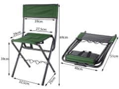 Verk  01678 Kempingová skladacia stolička s držiakom na rybársky prút zelená