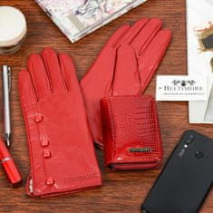 Beltimore  K26-A05 Dámska kožená sada peňaženka s rukavicami červená
