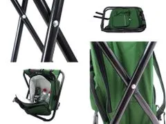 Verk  01673 Kempingová skladacia stolička s batohom, termou taškou 3 v 1 zelená