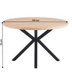 KONDELA Jedálenský stôl, dub sonoma / čierna, priemer 120 cm, MEDOR