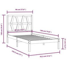 Vidaxl Posteľný rám borovicový masív 90x190 cm 3FT jednolôžko