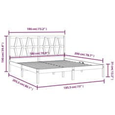 Vidaxl Posteľný rám čierny borovicový masív 180x200 cm 6FT Super King