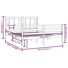 Vidaxl Posteľný rám borovicový masív 150x200 cm 5FT King Size