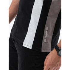 OMBRE Pánska košeľa s vertikálnymi kontrastnými prvkami čierna MDN125951 XXL