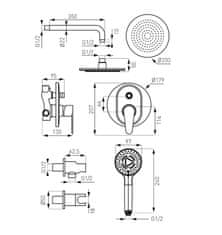Ferro Algeo, podomietková sprchová sada s dažďovou hlavicou 200 mm, chróm lesklý, BAG7P-SET1-S