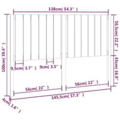 Vidaxl Čelo postele čierne 145,5x4x100 cm masívna borovica