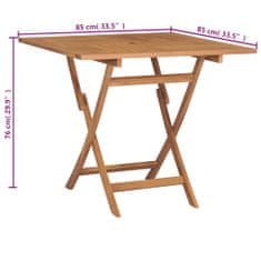 Petromila vidaXL Skladací záhradný stôl 85x85x76 cm, tíkový masív