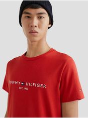 Tommy Hilfiger Červené pánske tričko Tommy Hilfiger S