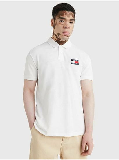 Tommy Jeans Biela pánska polokošeľa Tommy Jeans