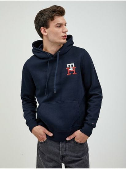 Tommy Hilfiger Tmavomodrá pánska mikina s kapucňou Tommy Hilfiger