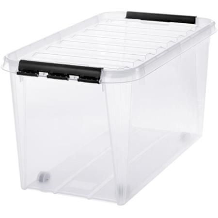 SMARTSTORE Úložný box "Classic 70", priehľadný, plast, 70 l, čierne úchytky, 3477070