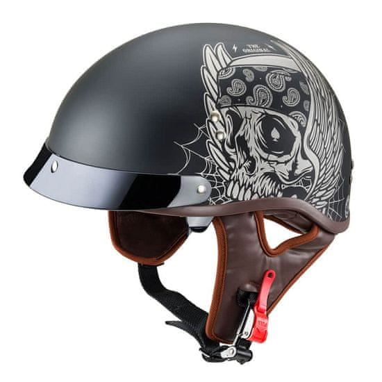 Black Heart Moto prilba Black Heart Longroad Farba Wings Skull, Veľkosť L (59-60)