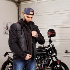 W-TEC Pánska jeansová letná moto bunda Kafec s kapucňou Farba čierna, Veľkosť XXL