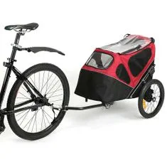 Duvo+ Pet trailer 2-in-1 Príves na bicykel pre domáce zvieratá a bugina v jednom do 30kg -Čierno/červená 123x62x96cm