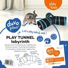 Duvo+ Hrací tunel pre mačky s loptou a zvončekom v tvare \" Y \" 80x25cm -modročierny