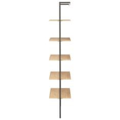 Vidaxl 5-poschodová rebríková polica bledohnedá čierna 64x35x185 cm