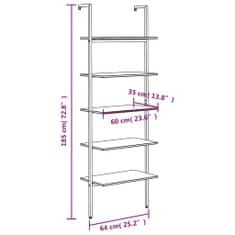 Vidaxl 5-poschodová rebríková polica tmavohnedá čierna 64x35x185 cm