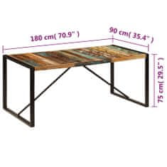 Petromila vidaXL Jedálenský stôl 180x90x75 cm, recyklovaný masív