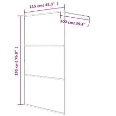 Petromila vidaXL Sprchová zástena biela 115x195 cm priehľadné ESG sklo