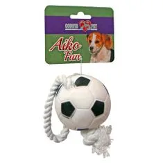 COBBYS PET AIKO FUN Futbalová lopta na lane 26cm, priemer 7cm gumená hračka pre psov