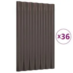 Vidaxl Strešné panely 36 ks práškovaná oceľ hnedé 60x36 cm