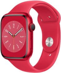 Apple Watch Series 8, 45mm (PRODUCT)RED Aluminium Case with (PRODUCT)RED Sport Band MNP43CS/A - rozbalené