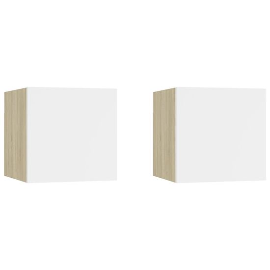Petromila vidaXL Nočné stolíky 2 ks biele a dub sonoma 30,5x30x30 cm drevotrieska