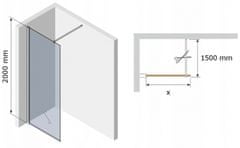 Mexen KIOTO sprchová stena walk-in 100x200 cm 8mm sklo línia 800-100-000-00-35 - MEXEN