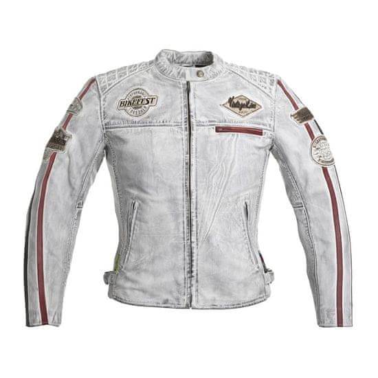 W-TEC Dámska kožená moto bunda W-TEC Sheawen Lady White Farba biela, Veľkosť 3XL