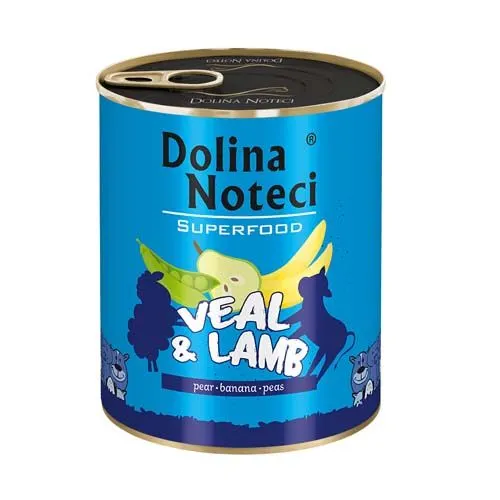 DOLINA NOTECI SUPERFOOD 800g teľacie a jahňacie mäso pre psov 80% mäsa