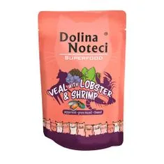 DOLINA NOTECI SUPERFOOD 85g teľacie mäso s homárom a krevetami pre mačky 80% mäsa