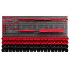 botle Nástenný panel na náradie 156 x 78 cm s 76 ks. Krabic zavesené Červené a Čierne Boxy plastová