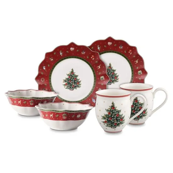 Villeroy & Boch Vianočný raňajkový set pre 2 osoby TOY'S DELIGHT, červený