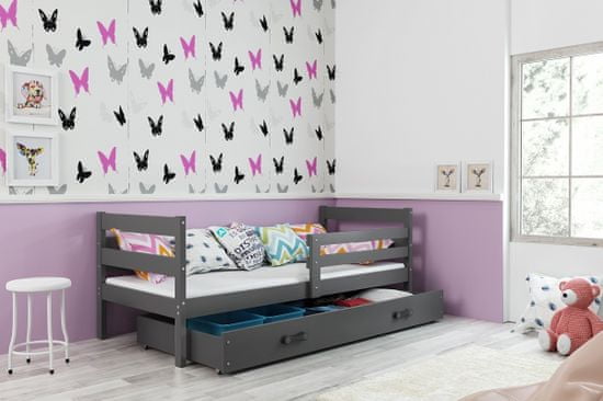 eoshop Detská posteľ Eryk - 1 osoba, 90x200 s úložným priestorom - Grafit, Grafit
