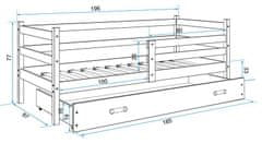 eoshop Detská posteľ Eryk - 1 osoba, 80x190 s úložným priestorom - Biela, Grafit