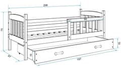 eoshop Detská posteľ Kubus - 1 osoba, 90x200 s úložným priestorom - Grafit, Biela