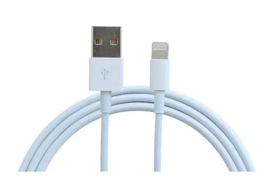 KOMA Synchronizačný a nabíjací kábel USB-A / Lightning pre Apple iPhone / iPad / iPod, biely, dĺžka 1 m