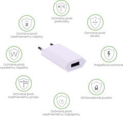 KOMA Napájací adaptér ultra slim / nabíjačka USB-A, 5W pre Apple iPhone (1A), biela